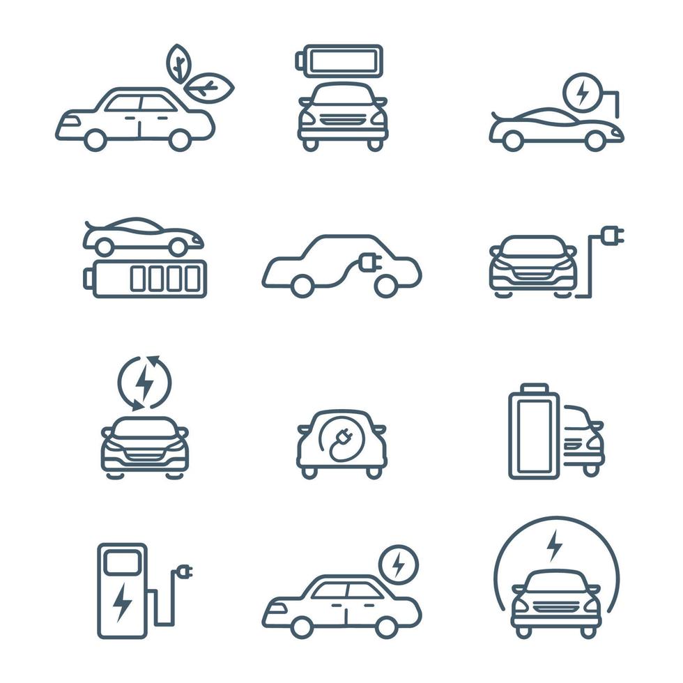 Electric Car Outline Icon vector