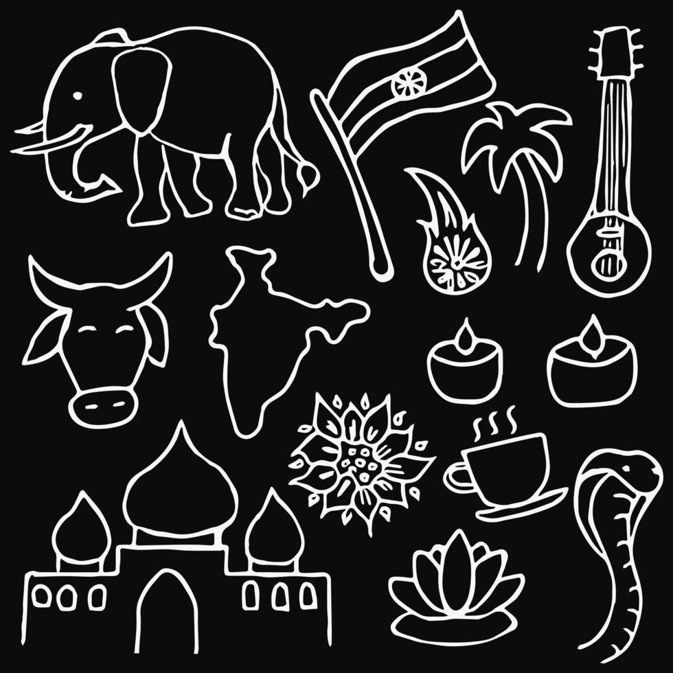 Indian vector icons. Background with doodle indian icons. you can use this as a background for a wedding card or greeting