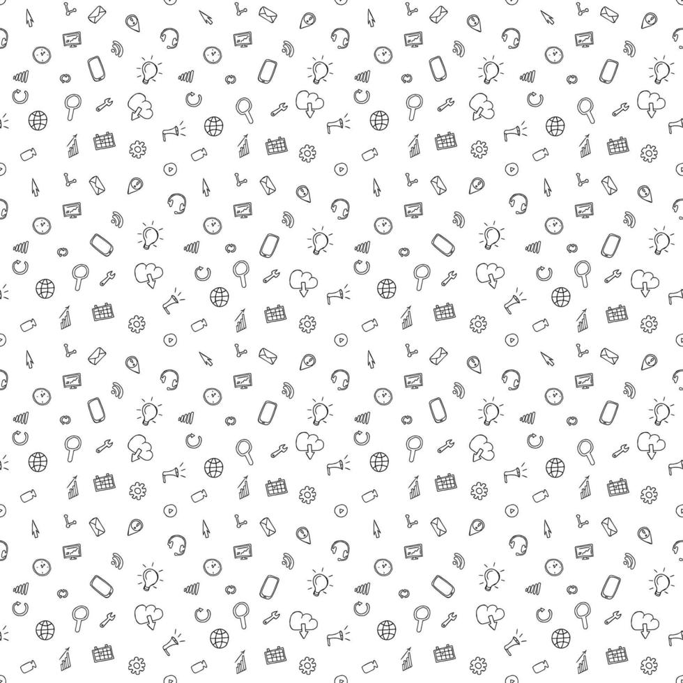 seamless pattern with business set icons. Doodle vector with business icons on white background. Vintage business icons,sweet elements background for your project