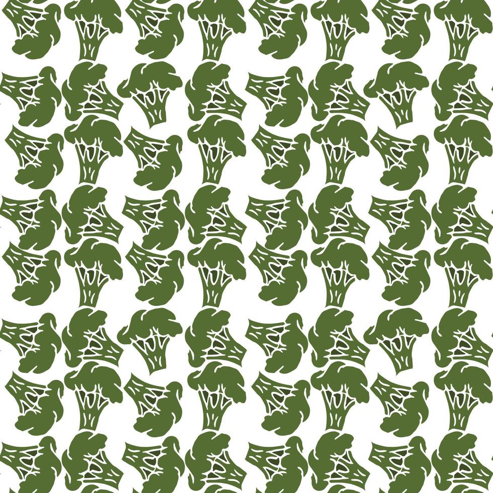 Seamless broccoli pattern. Doodle vector green broccoli icons. Vintage green broccoli pattern