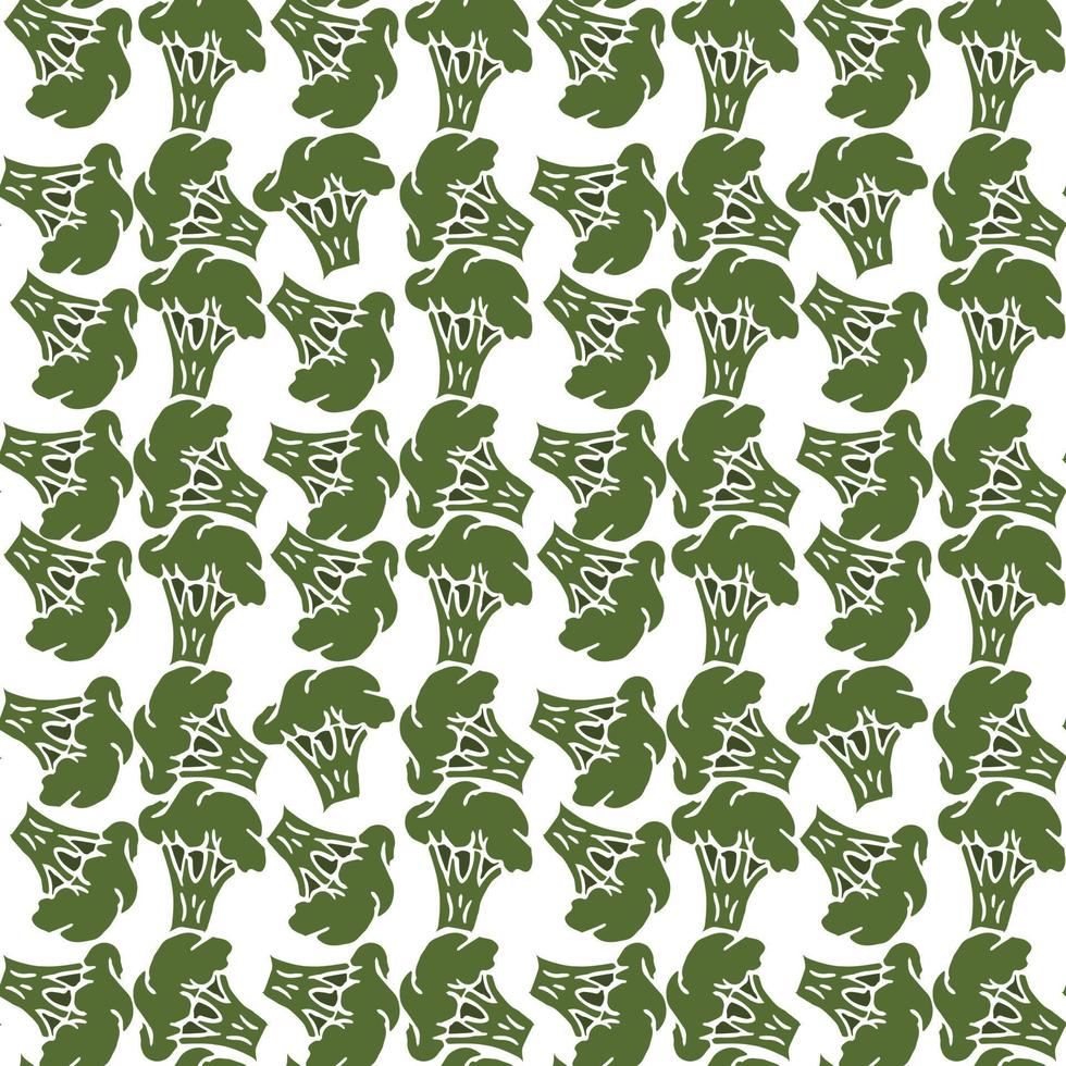 Seamless broccoli pattern. Doodle vector green broccoli icons. Vintage green broccoli pattern