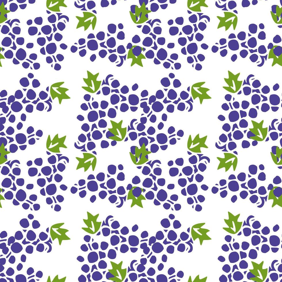 Seamless grape vector pattern. Doodle vector with blue grapes icons. Vintage grapes pattern