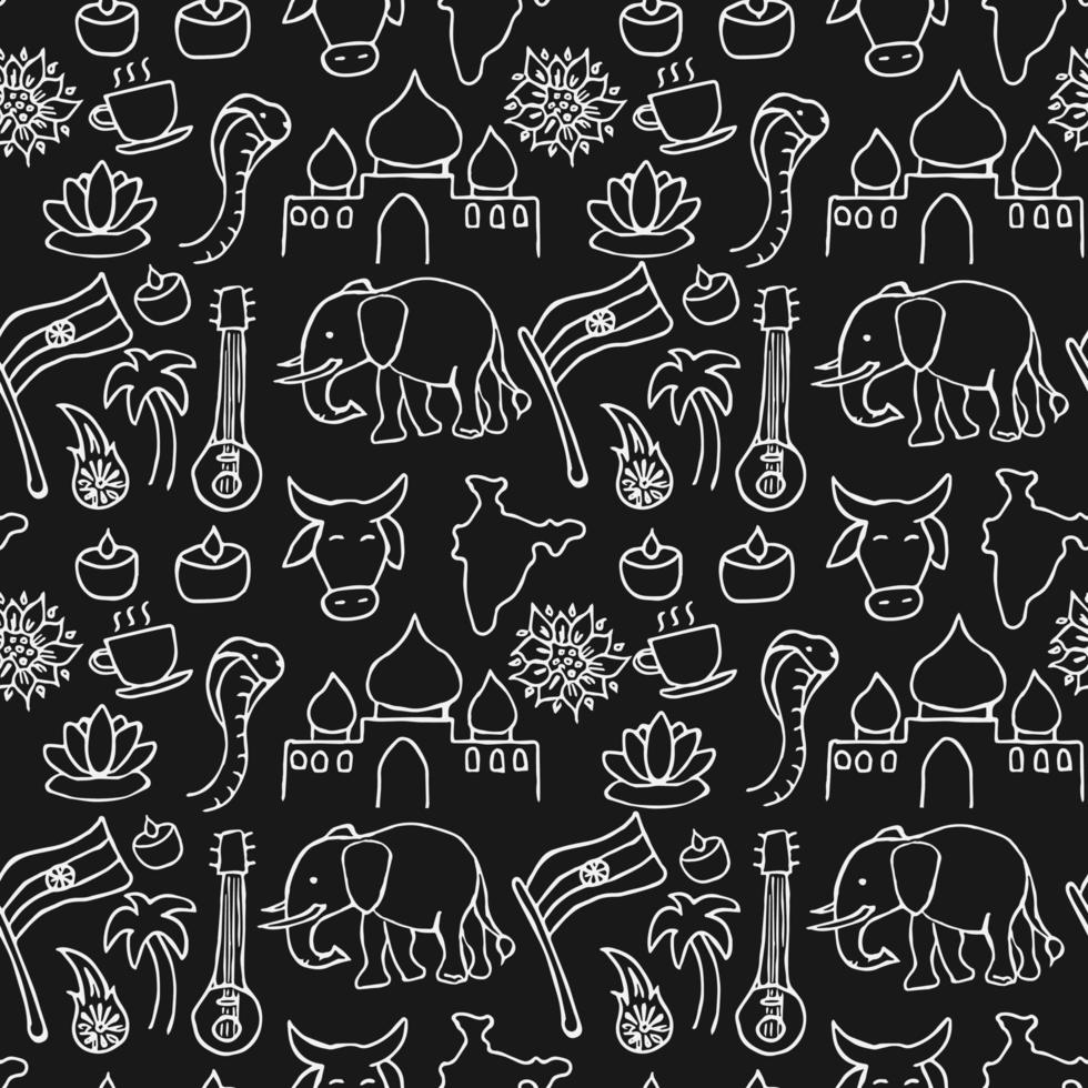 Indian vector icons. seamless pattern with doodle indian icons. you can use this as a background for a wedding card or greeting card