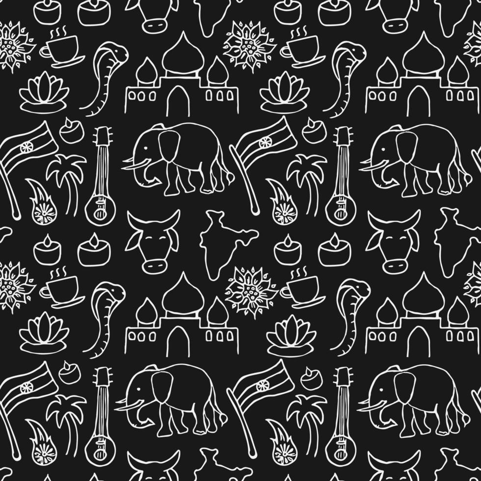 Indian vector icons. seamless pattern with doodle indian icons. you can use this as a background for a wedding card or greeting card