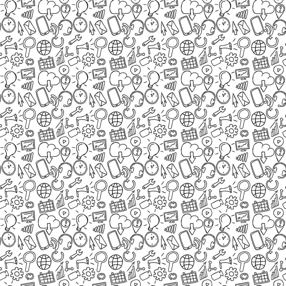 seamless pattern with business set icons. Doodle vector with business icons on white background. Vintage business icons,sweet elements background for your project