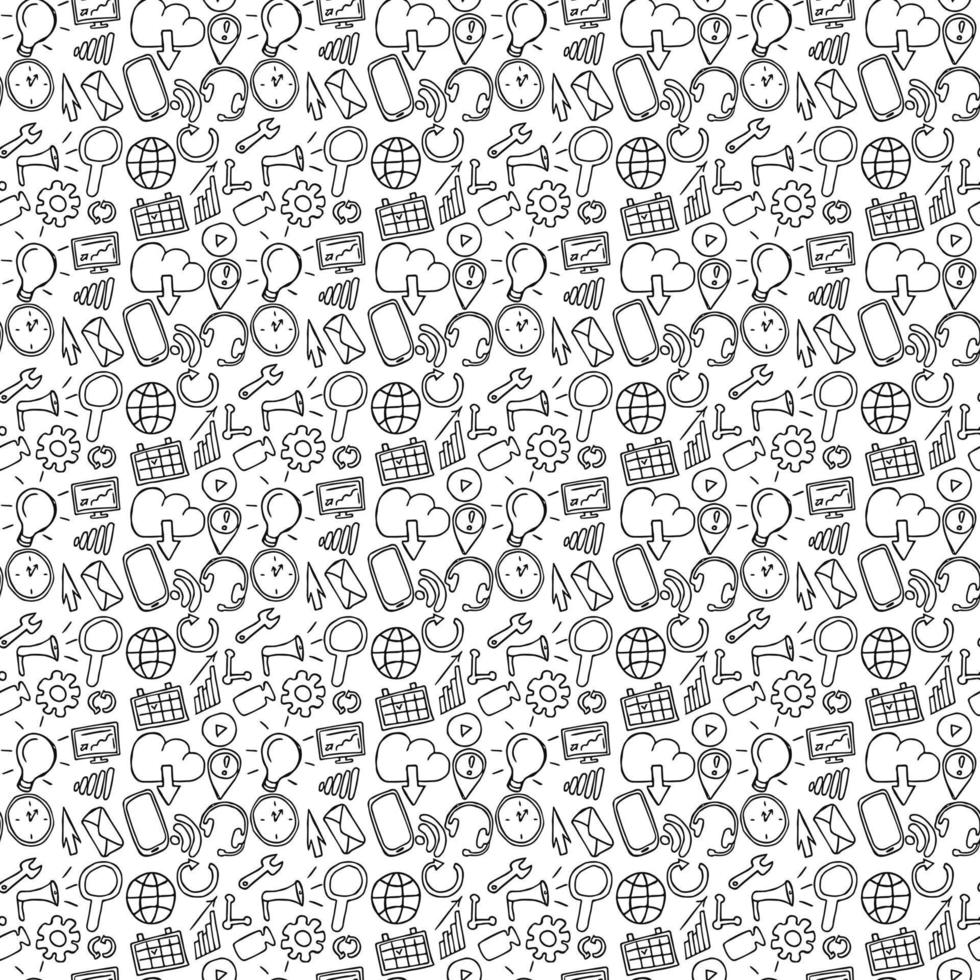 seamless pattern with business set icons. Doodle vector with business icons on white background. Vintage business icons,sweet elements background for your project