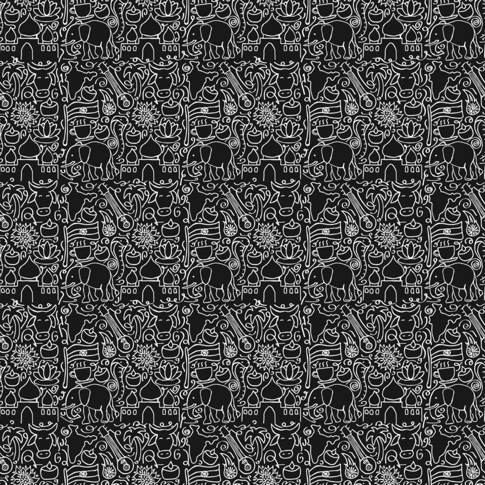 Indian vector icons. seamless pattern with doodle indian icons. you can use this as a background for a wedding card or greeting card