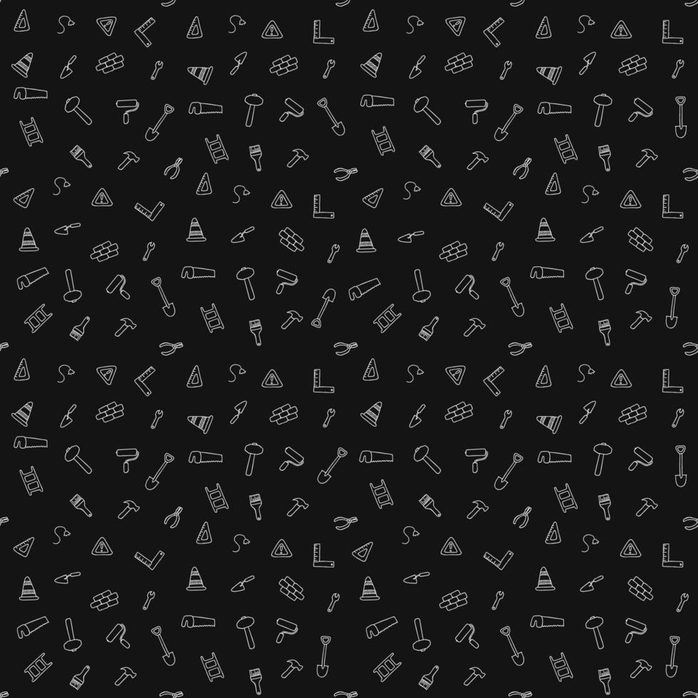 construction icons pattern. seamless doodle pattern with tools for construction. vector illustration on the theme of construction