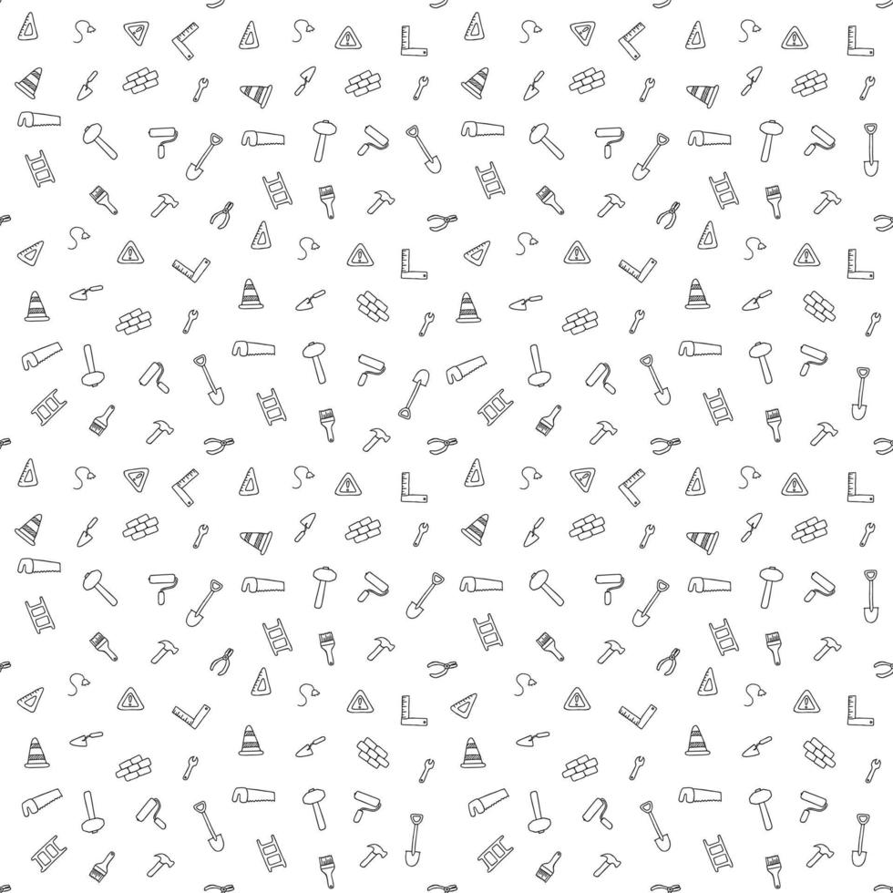 construction icons pattern. seamless doodle pattern with tools for construction. vector illustration on the theme of construction