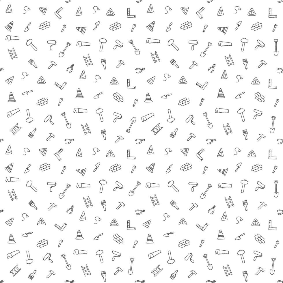 construction icons pattern. seamless doodle pattern with tools for construction. vector illustration on the theme of construction