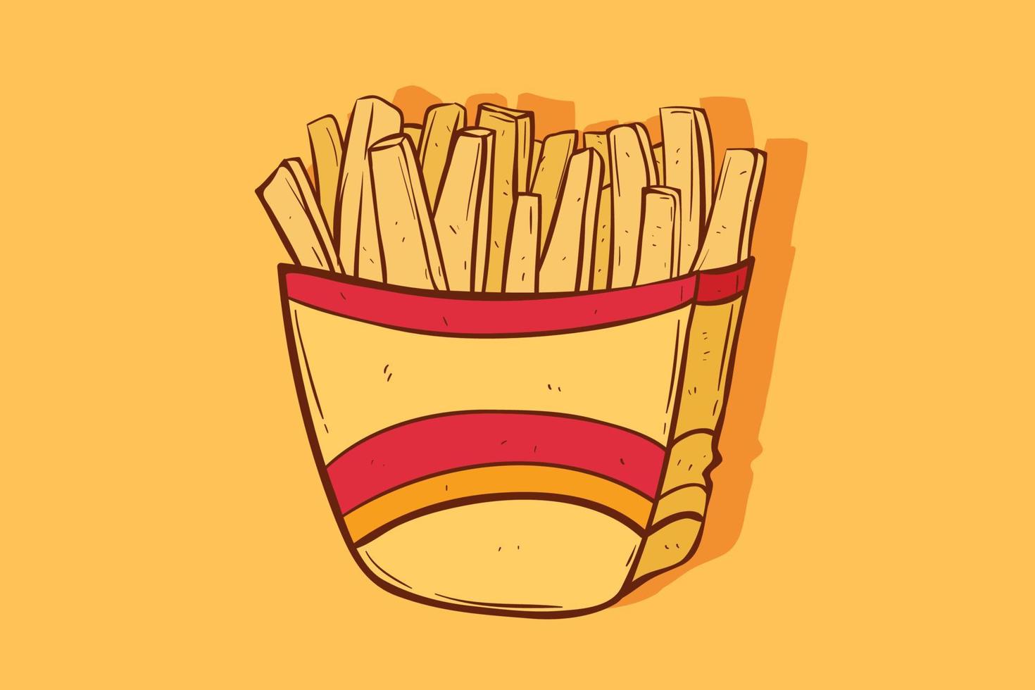 sabrosas papas fritas con estilo dibujado a mano vector