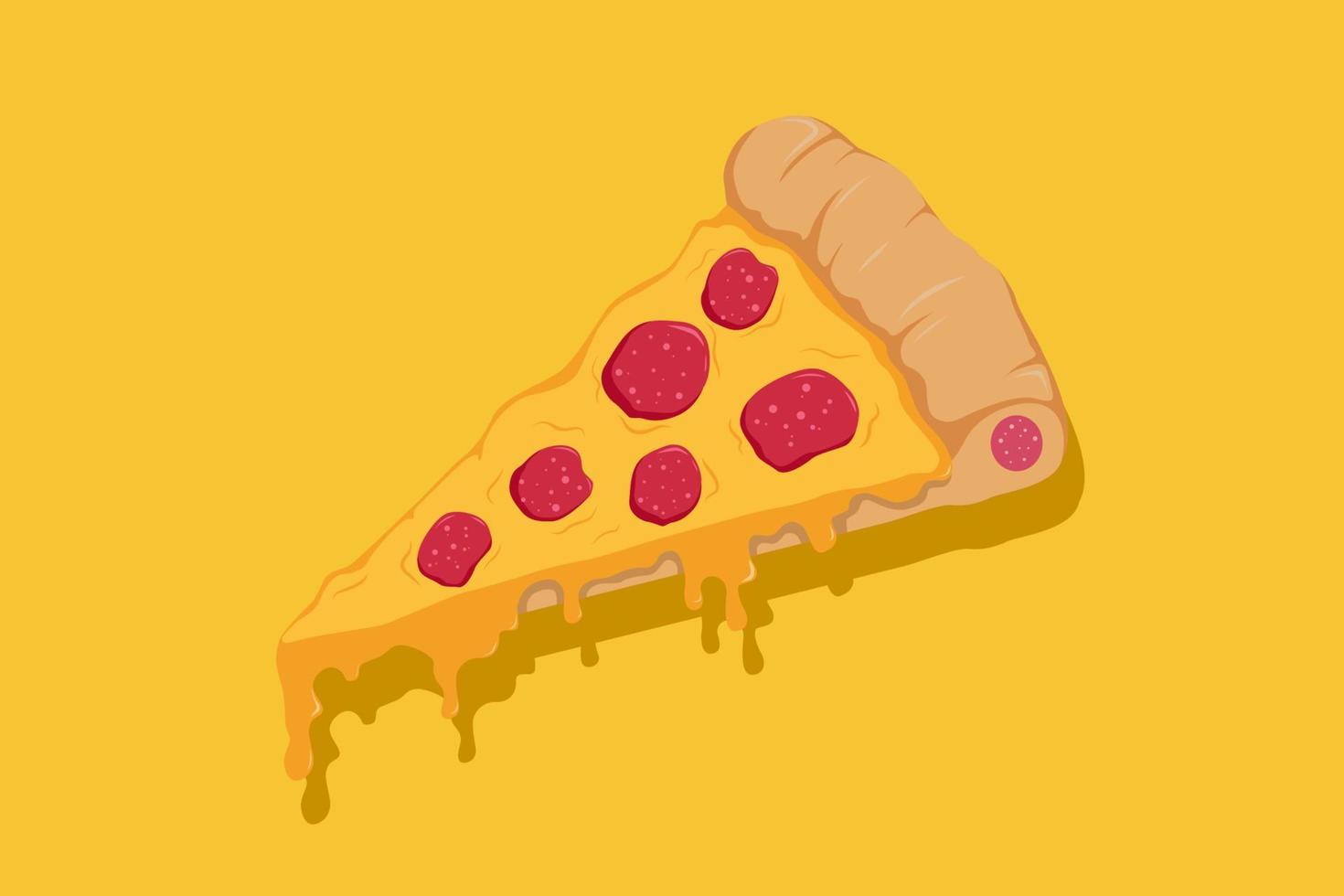 tasty slice pizza with pepperoni topping vector
