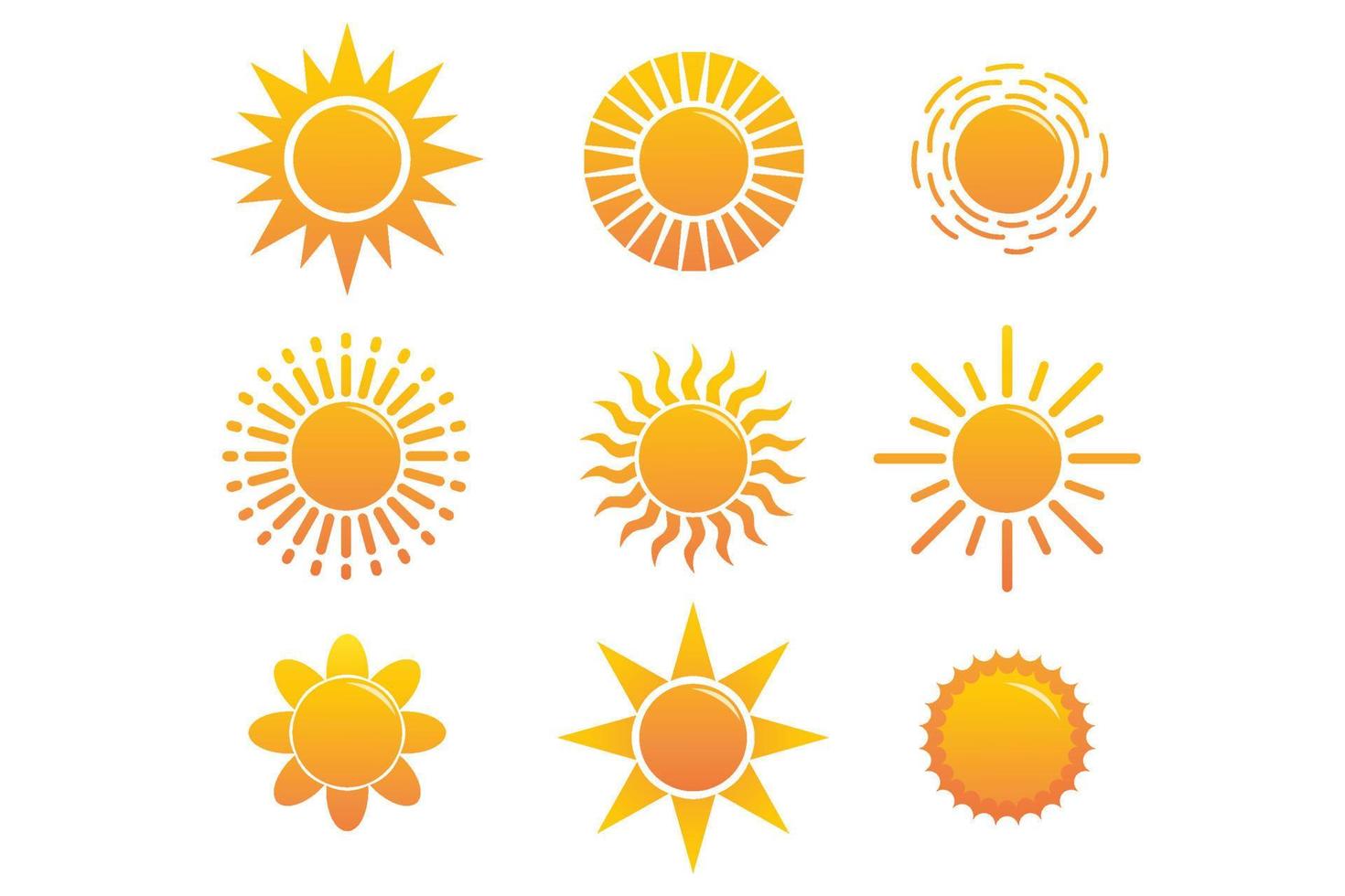 set of cute sun with flat design style on white background vector