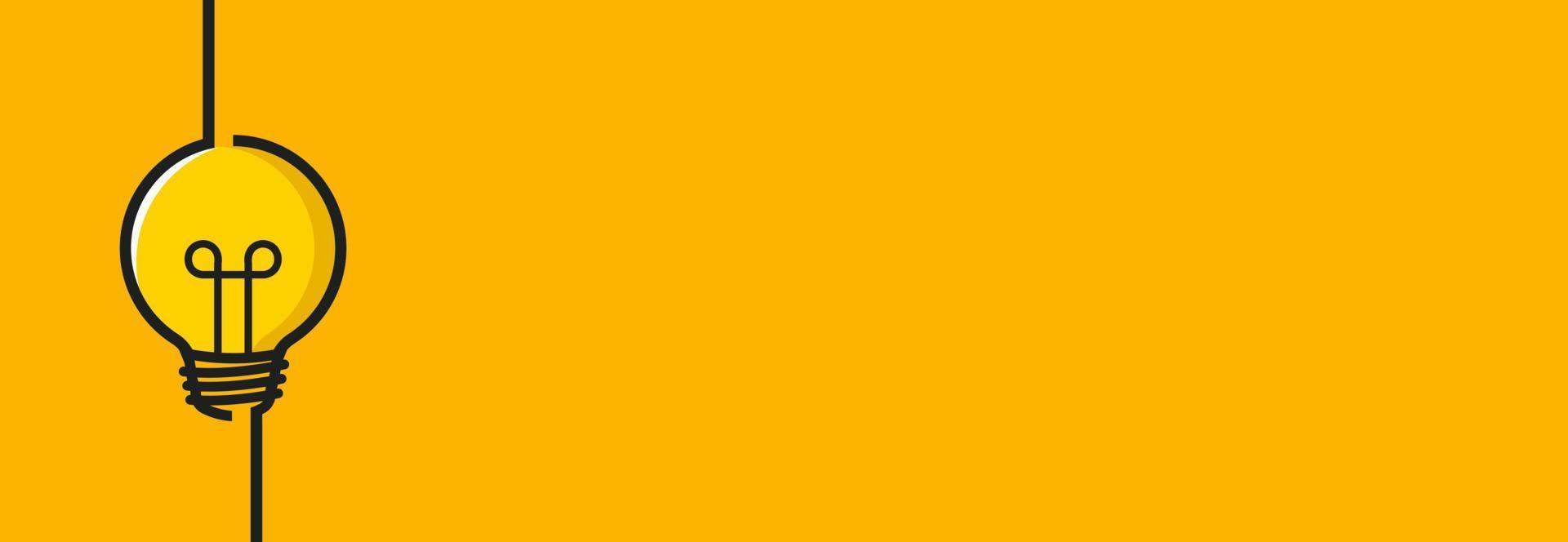 Minimal line illustration background of lamp in yellow colours. vector