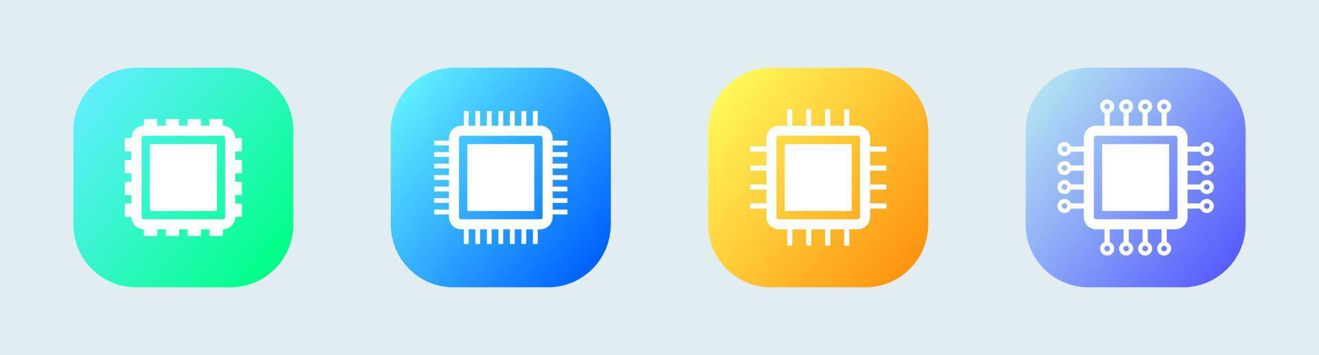 icono plano de placa de circuito de chip de computadora para aplicaciones y sitios web. conjunto de iconos de chip en colores degradados. vector