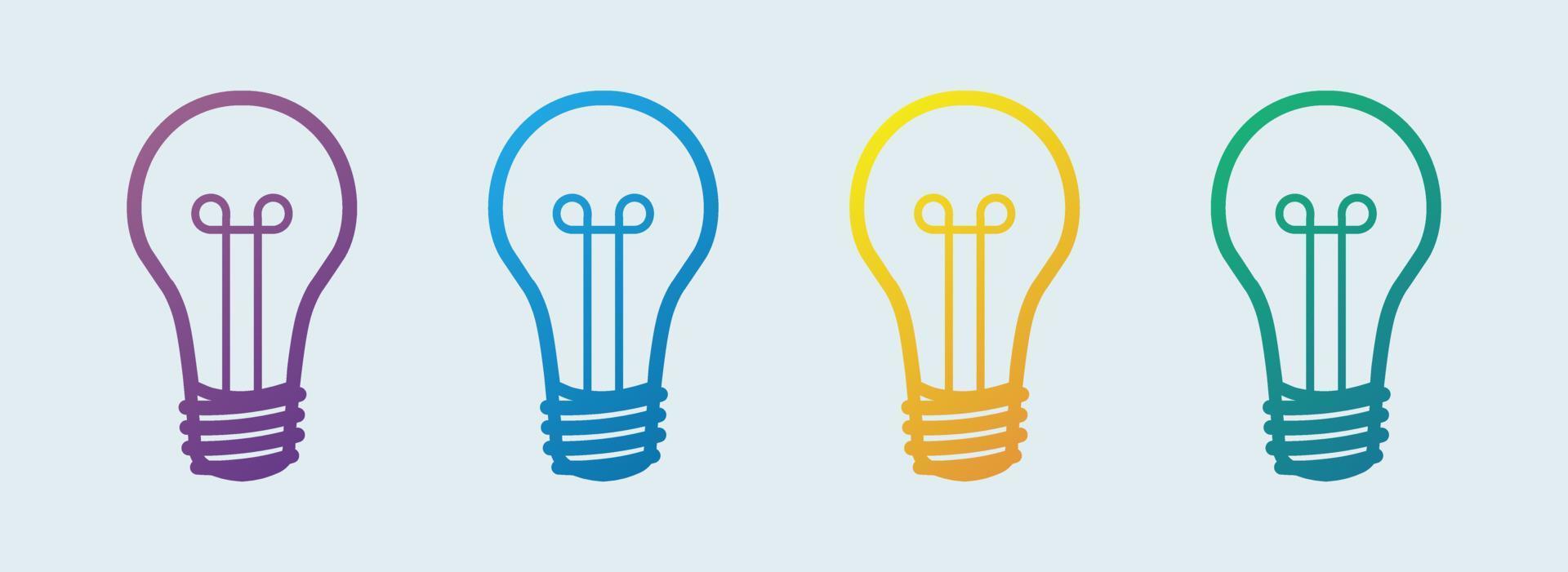 Colourful lamp line icon set. Idea lamp sign vector. vector