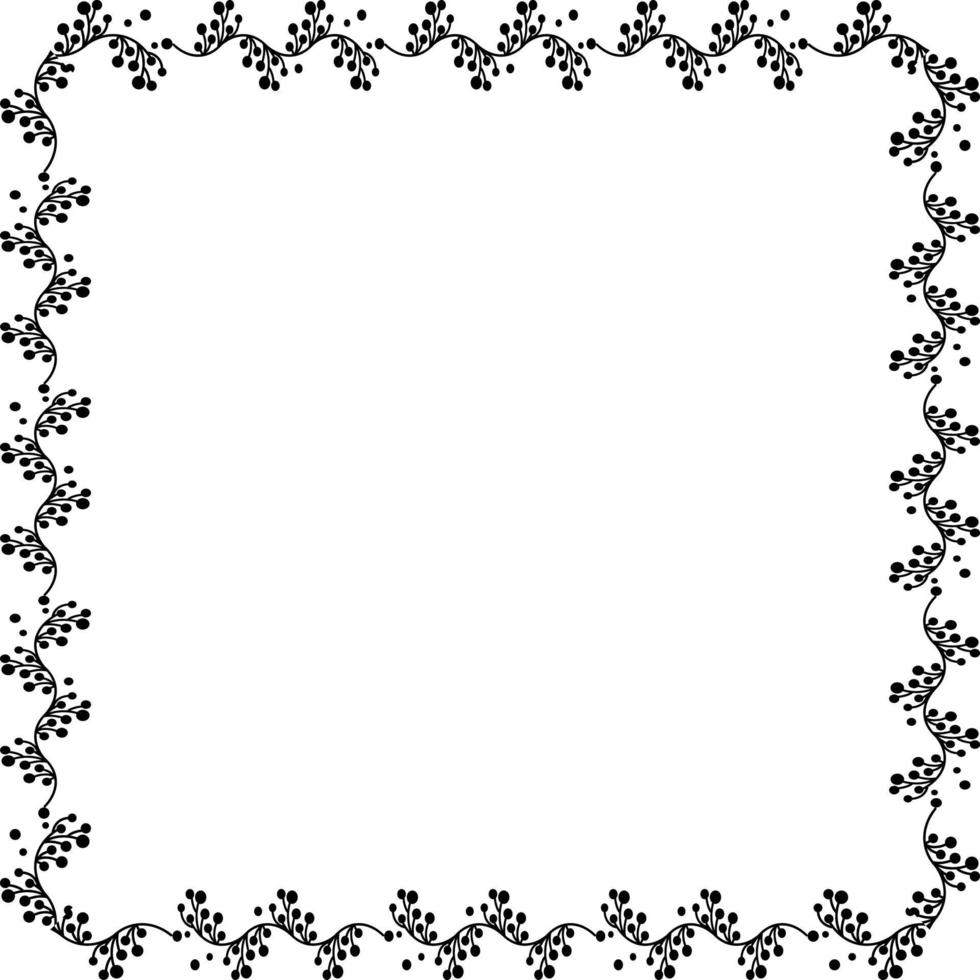 square shaped black frame made of plants on white isolated background vector