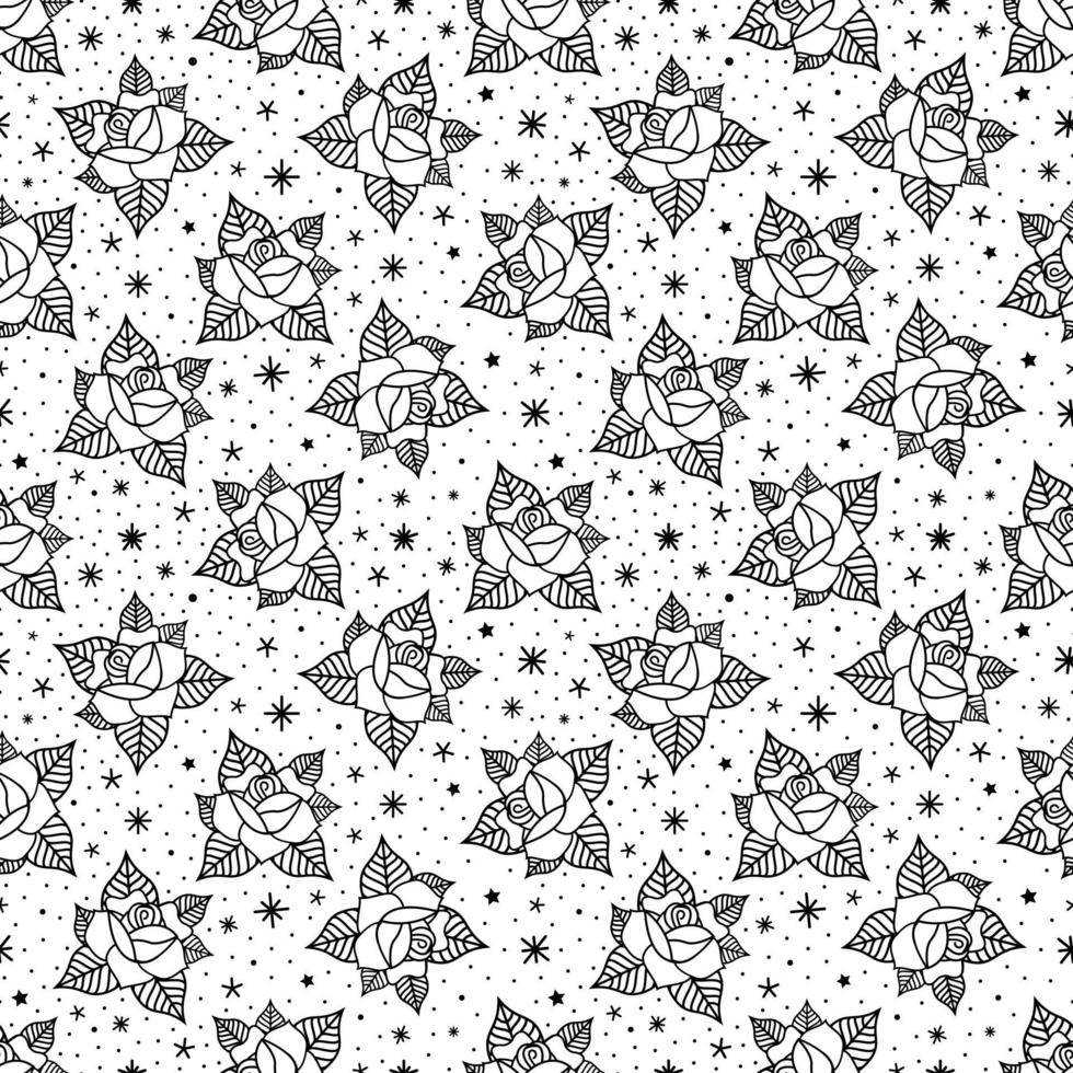 Seamless pattern with roses in the style of old school tattoo 7277501 Vector Art at Vecteezy Seamless pattern with roses in the style of old school tattoo 7277501 Vector Art at Vecteezy
