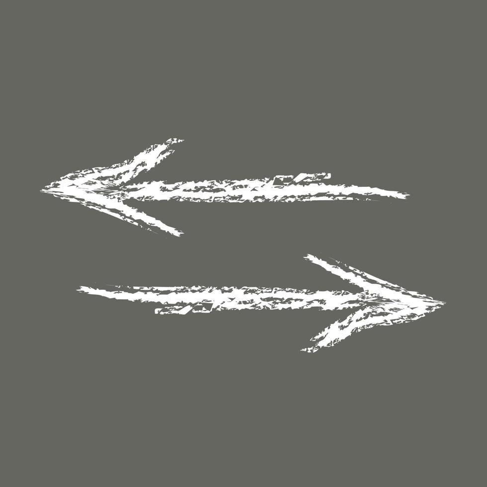 Arrows pointing in opposite directions with chalk effect. vector