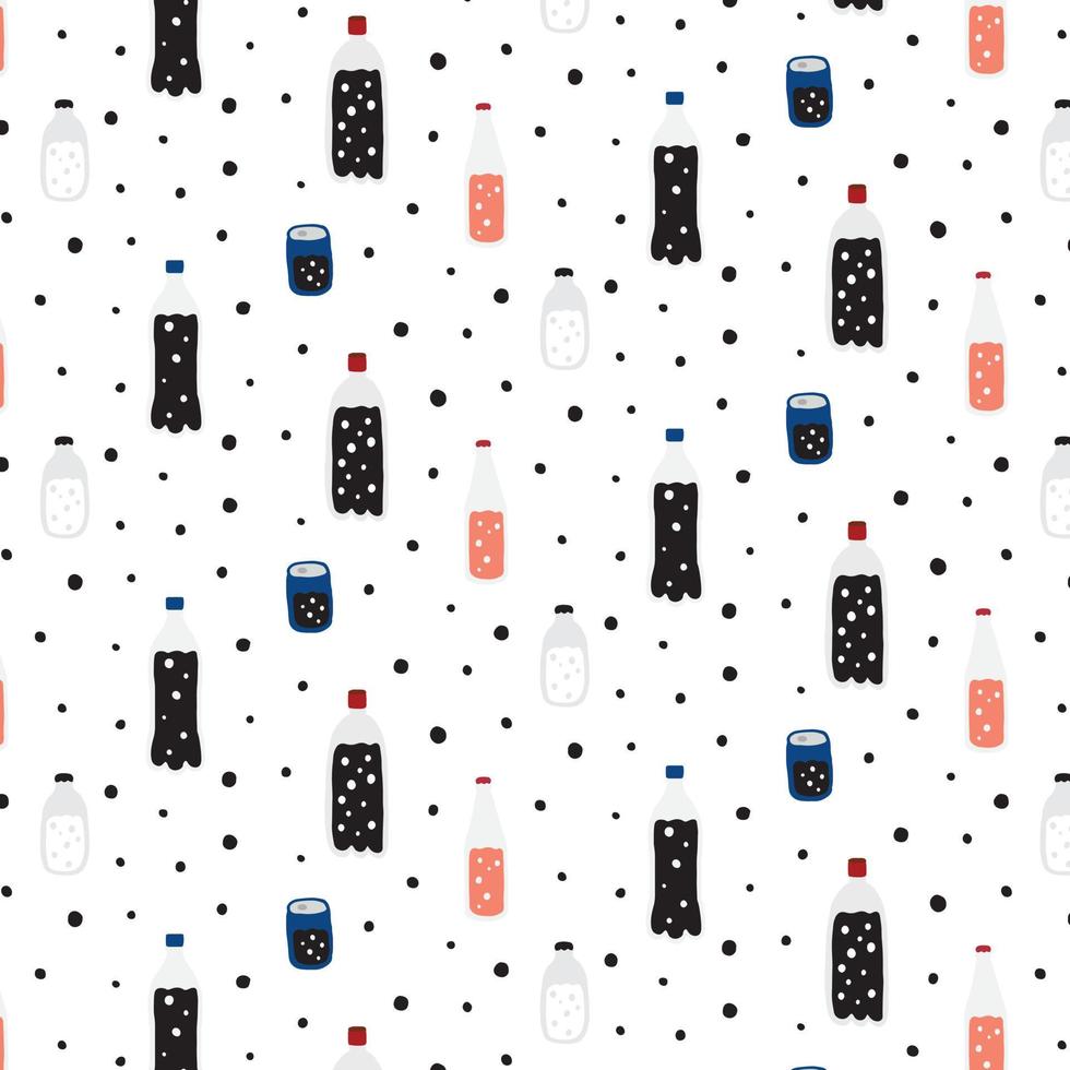 Hand drawn vector illustration of soda pattern. Soft drink