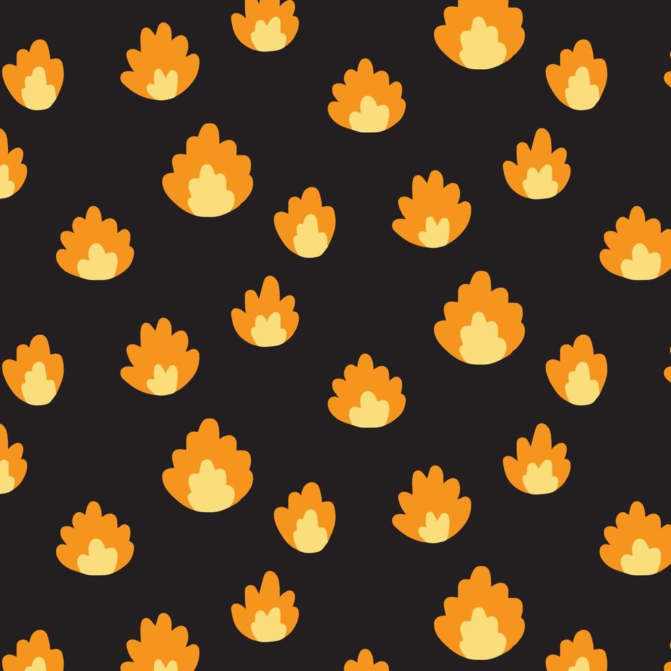 Vector illustration of fire pattern on black background.Abstract doodle wallpaper.