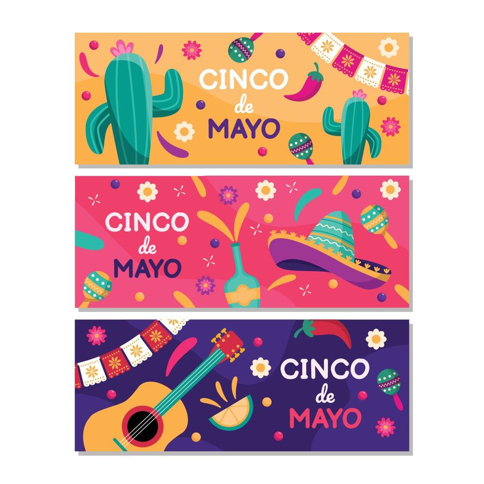 plantilla de banner de cinco de mayo vector