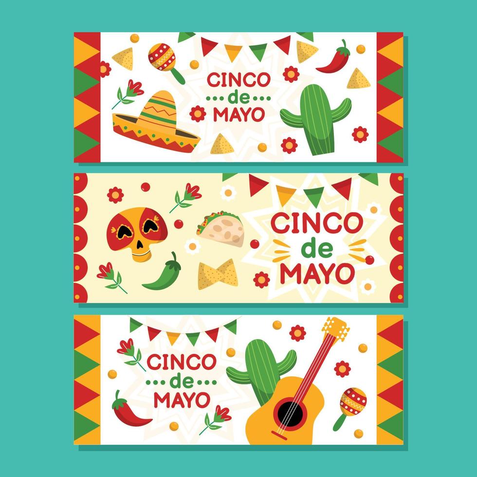 cinco de mayo banner set vector