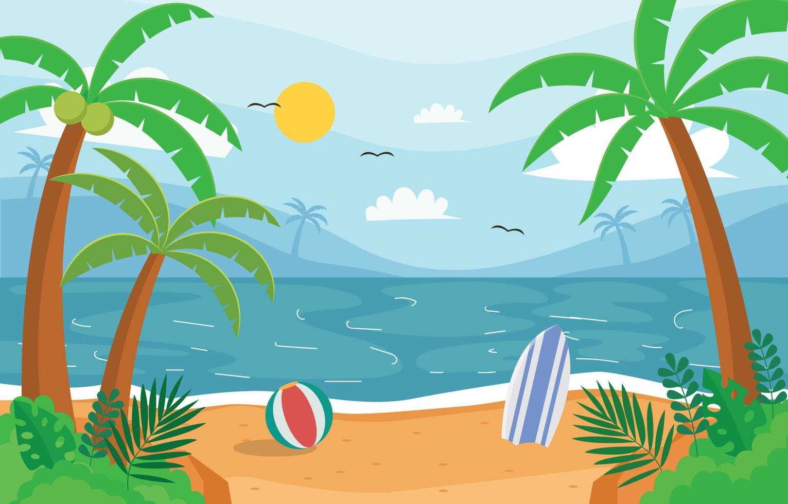 Beach Scenery Background vector