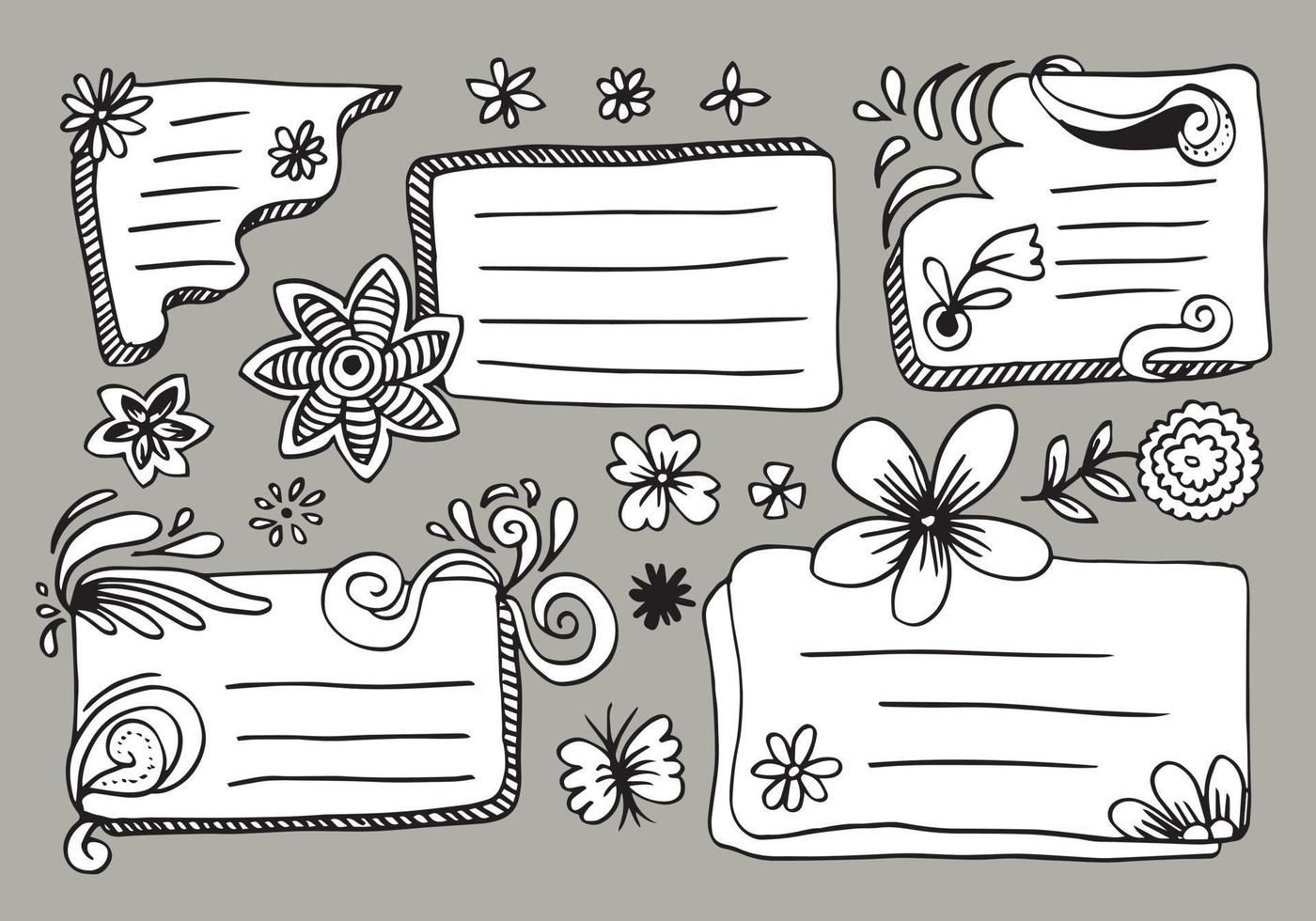 doodle frame set. hand drawn doodle vector element message. vector illustration.