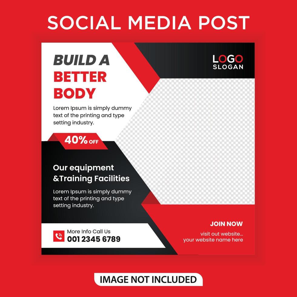 Fitness and gym social media post web banner vector