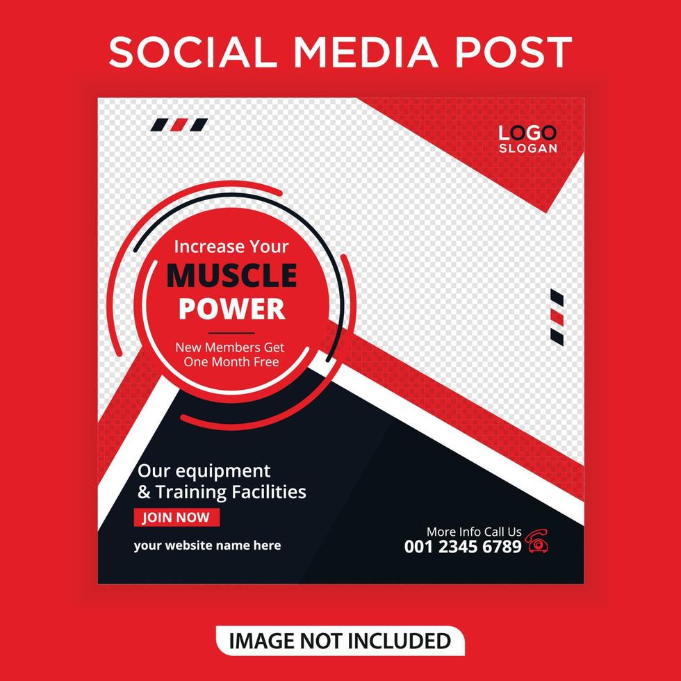 Gym and fitness social media post square banner vector