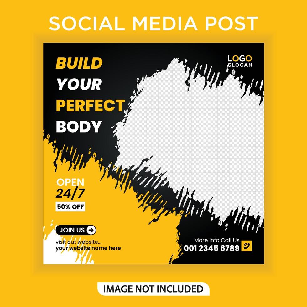 Fitness gym web banner social media post vector