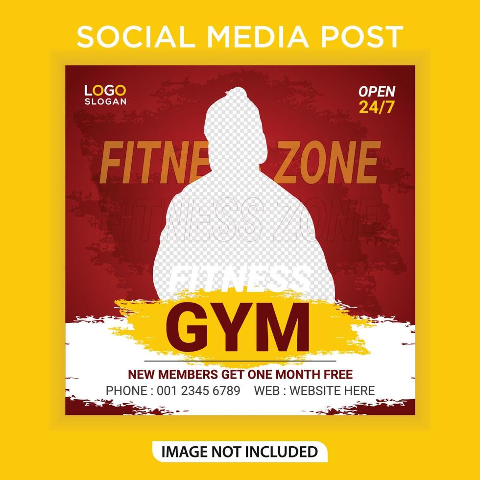 Gym fitness social media post and web banner vector