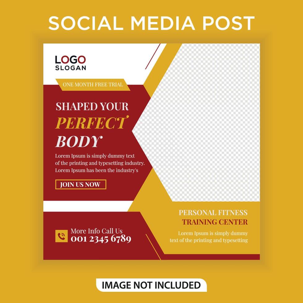 Fitness gym social media banner square flyer vector