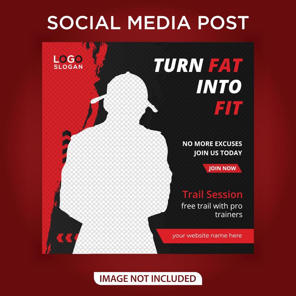 Gym and fitness social media banner post vector