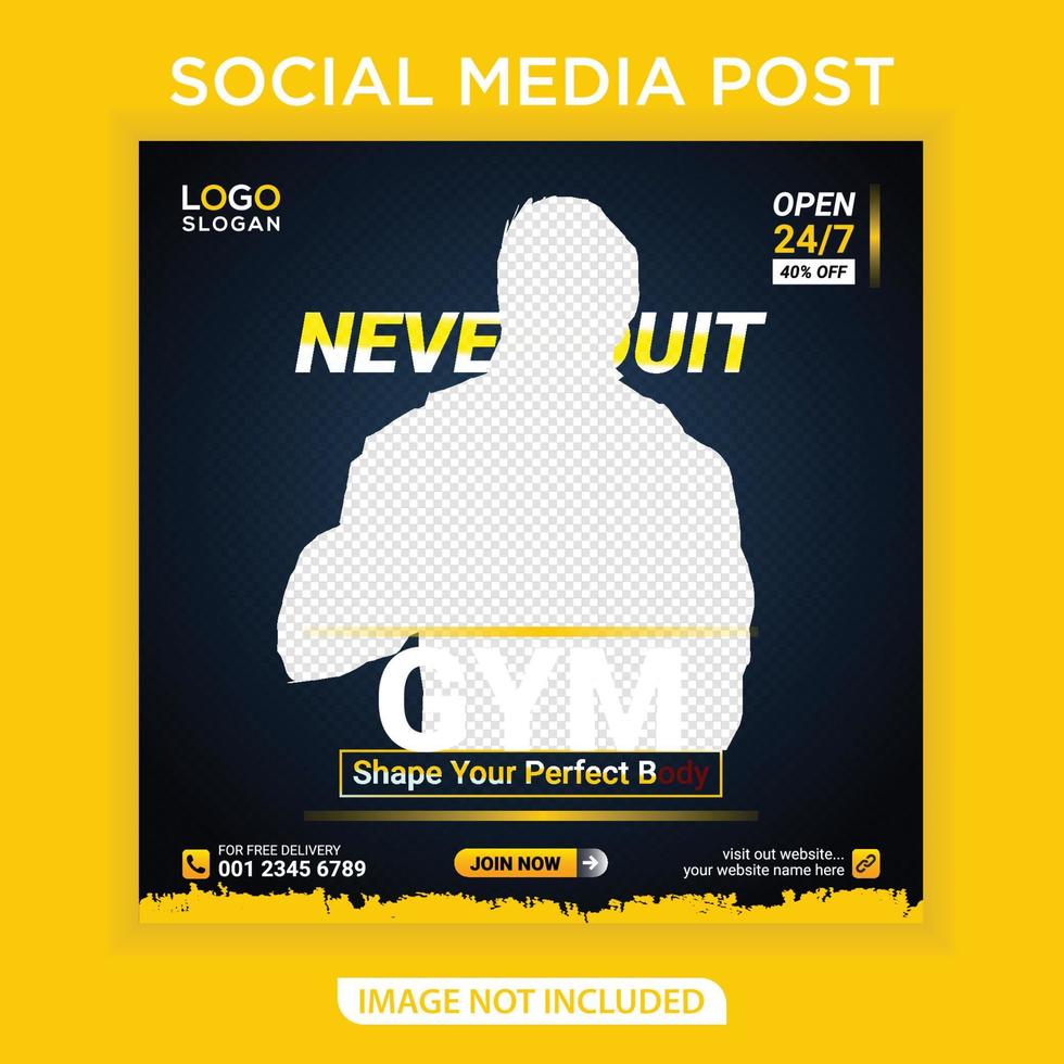 Gym social media banner post template vector