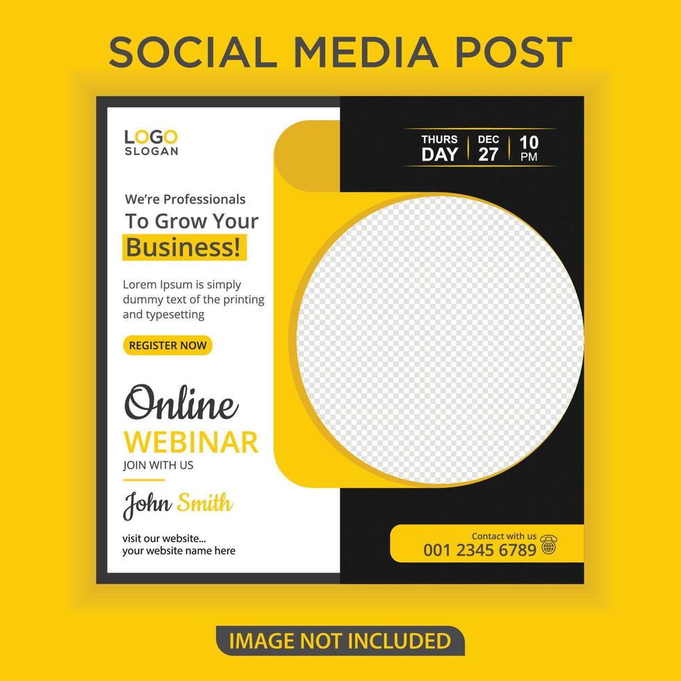 Online live webinar social media post template vector