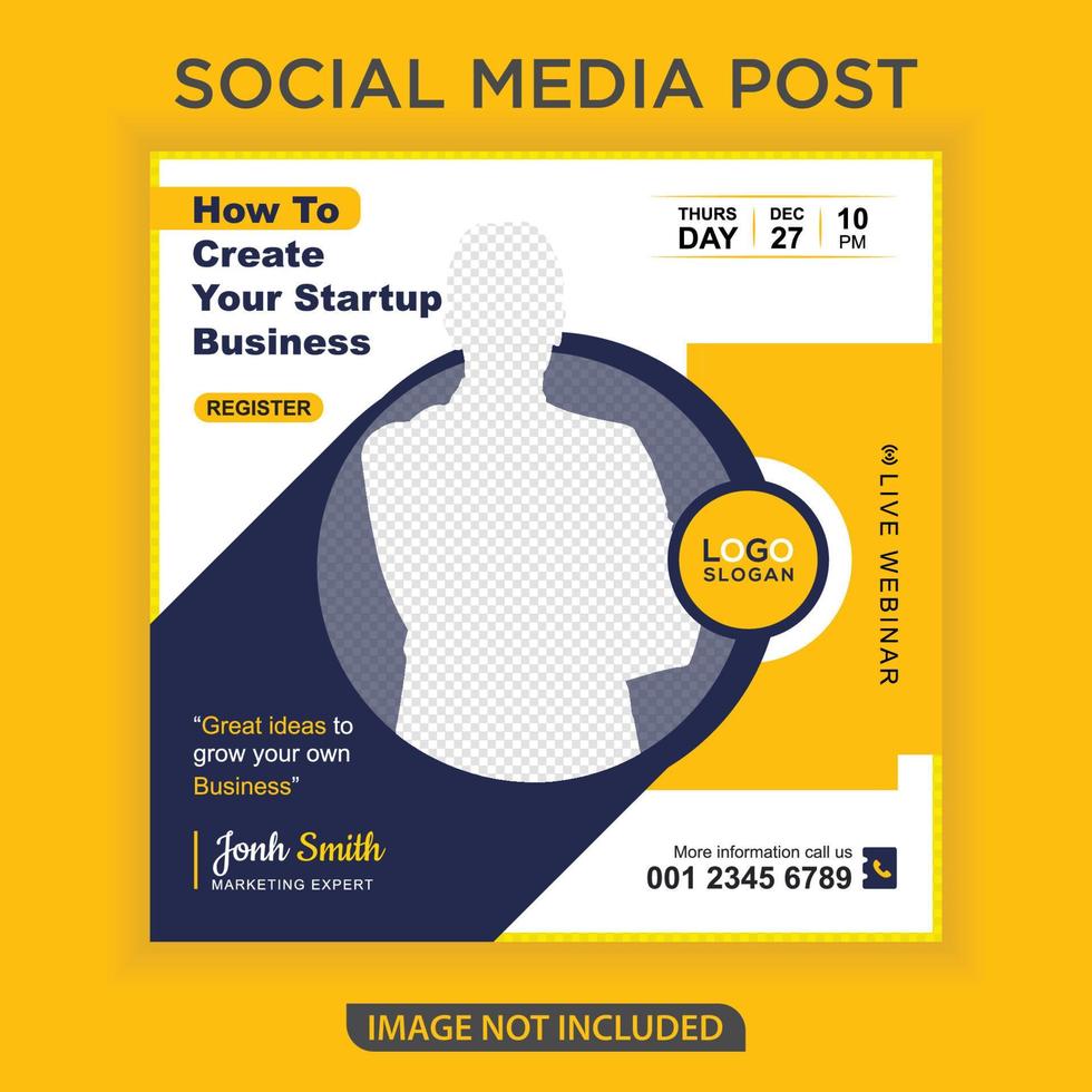 Live webinar for start up business social media post vector