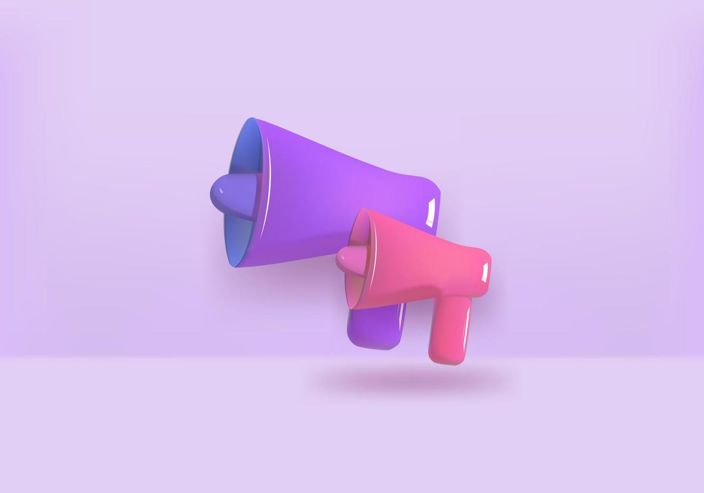 3d megaphone loudspeaker in realistic cute cartoon style. Vector illustration