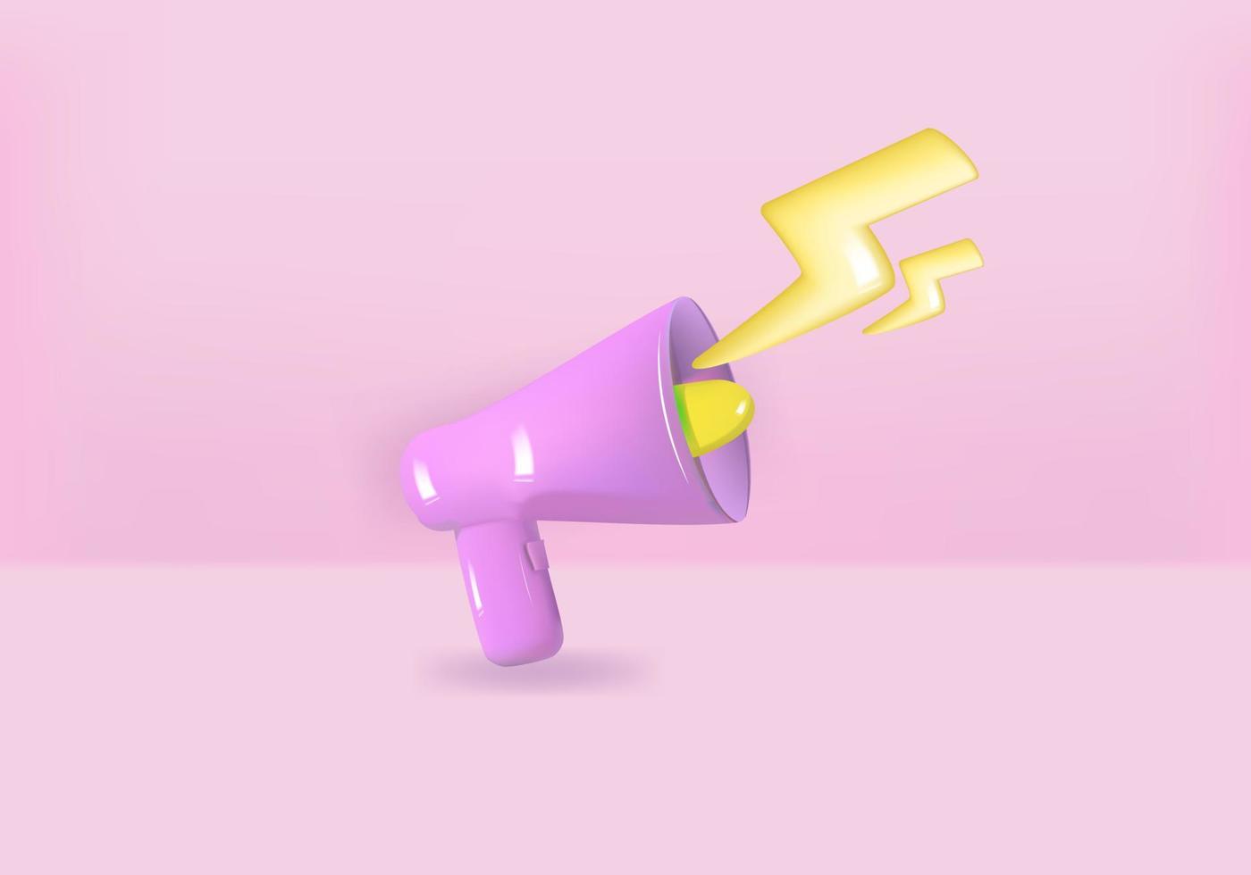 3d megaphone loudspeaker in realistic cute cartoon style. Vector illustration