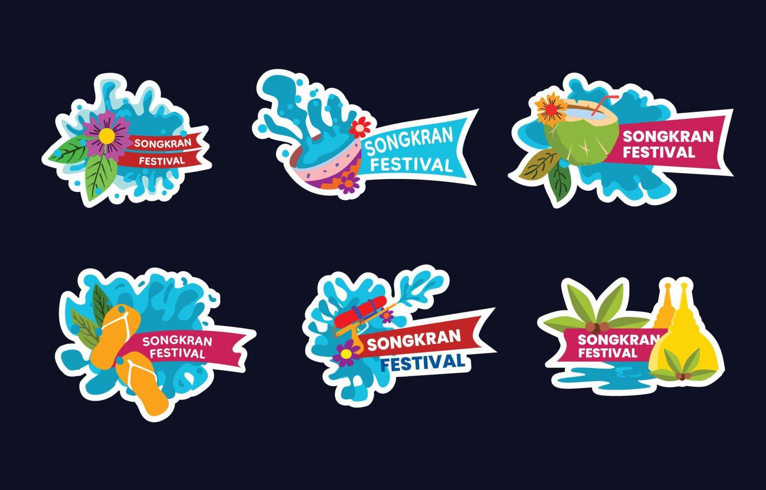 Songkran Festival Stickers vector