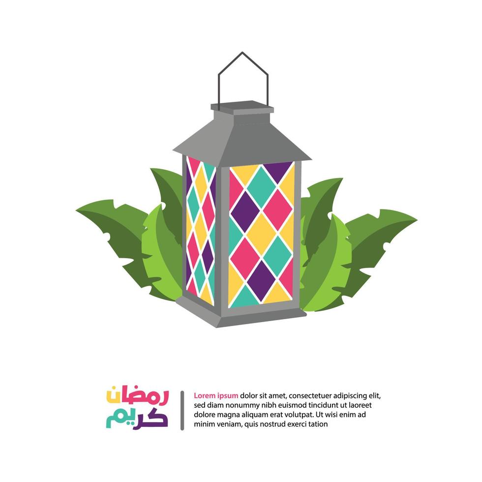 Islamic lantern with Ramadan Kareem colorfull in vector. vector