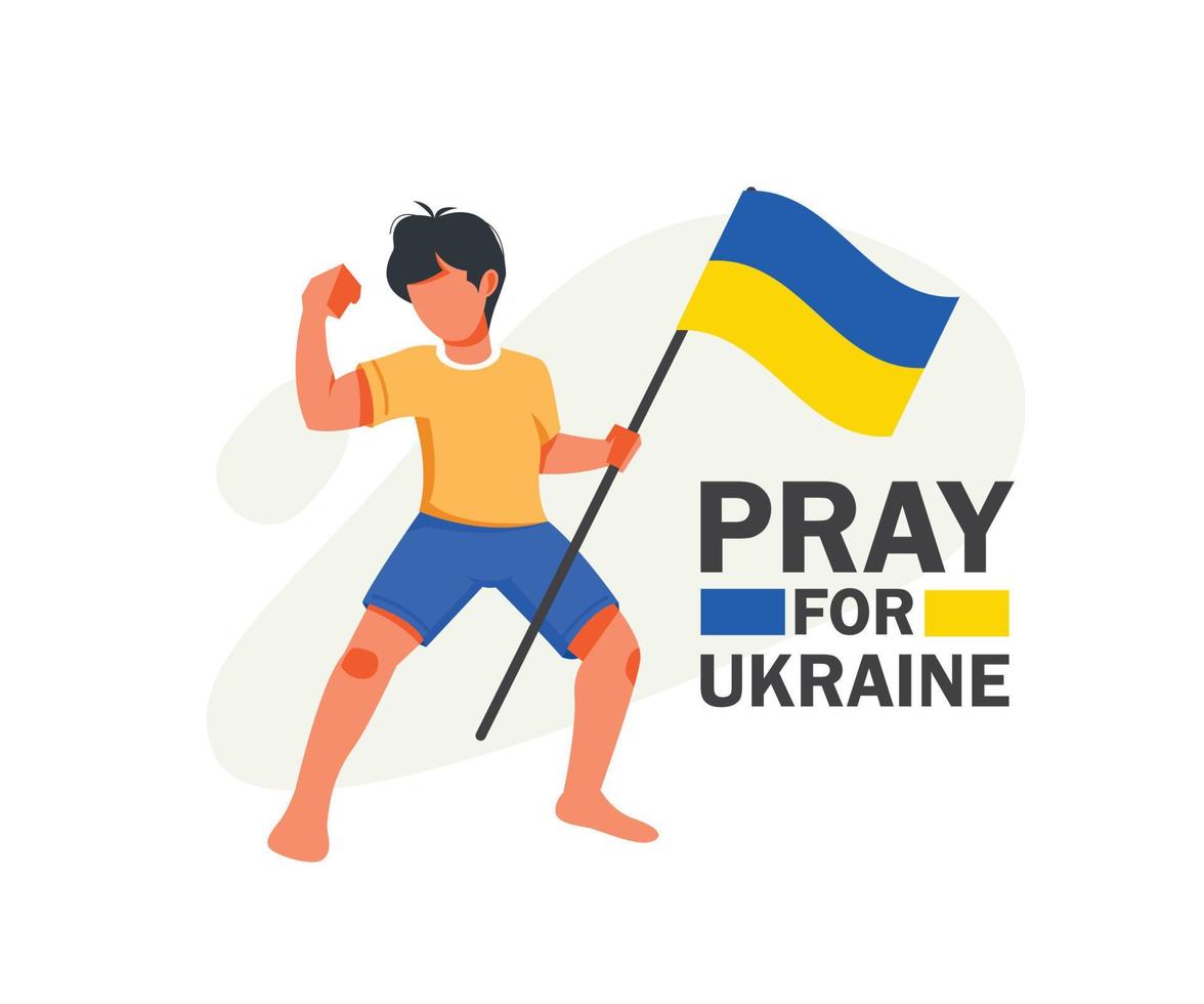 Love Ukraine, heart emblem national flag colored. Flag of Ukraine with heart shape and praying hands - vector illustration