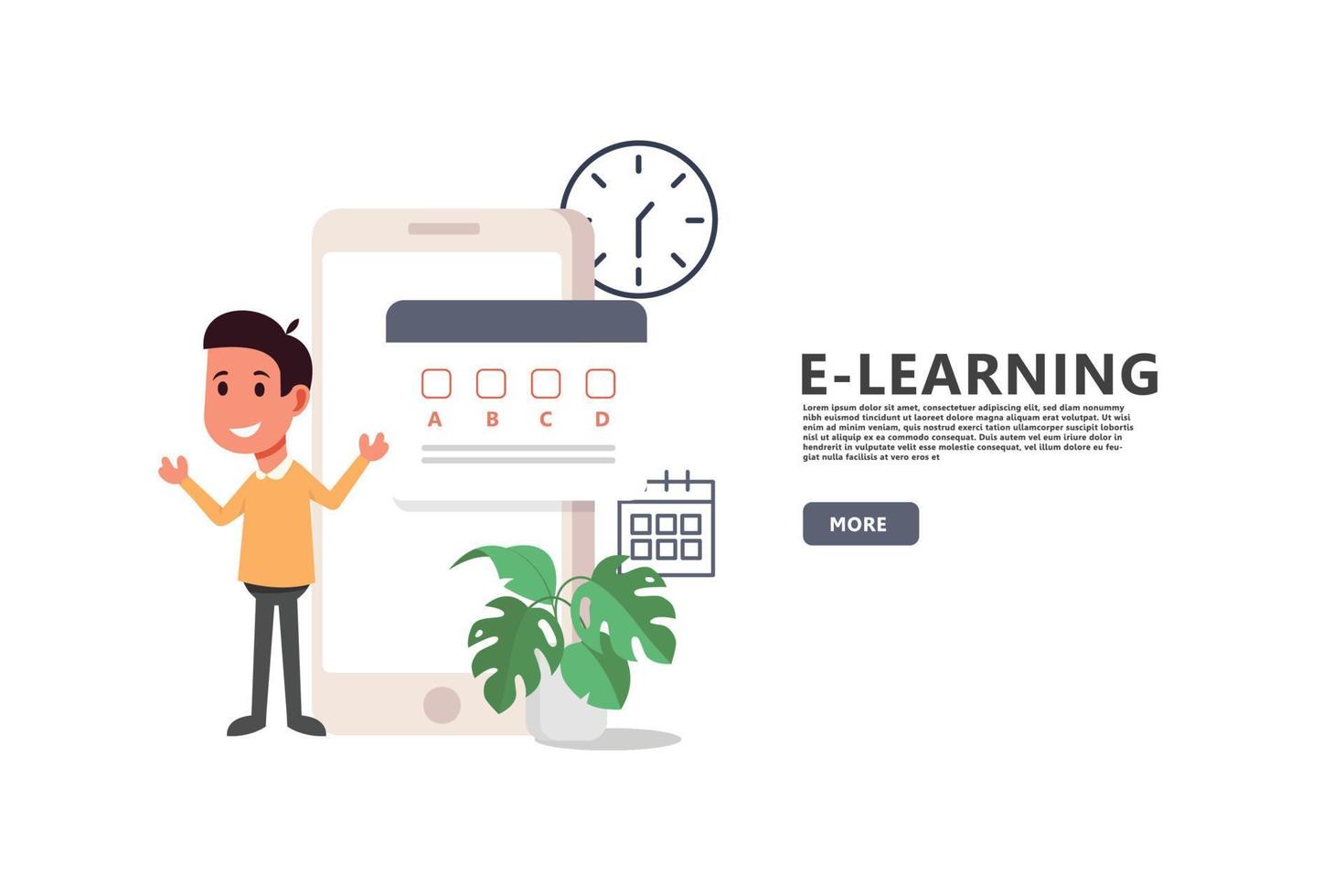 Online testing Concept, Concept of e-learning, examination on computer, Suitable for landing page, ui, web, App intro card, editorial, flyer, and banner vector