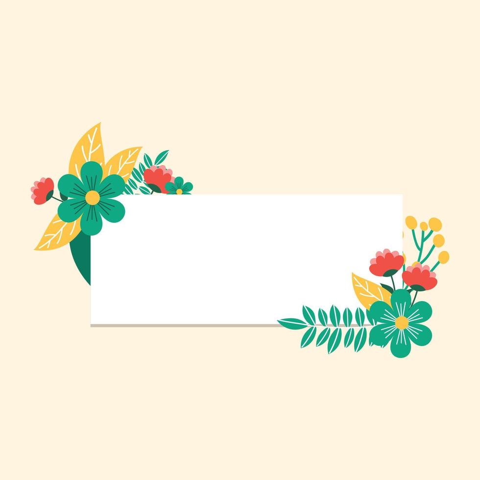 floral greeting card with flowers on yellow background vector