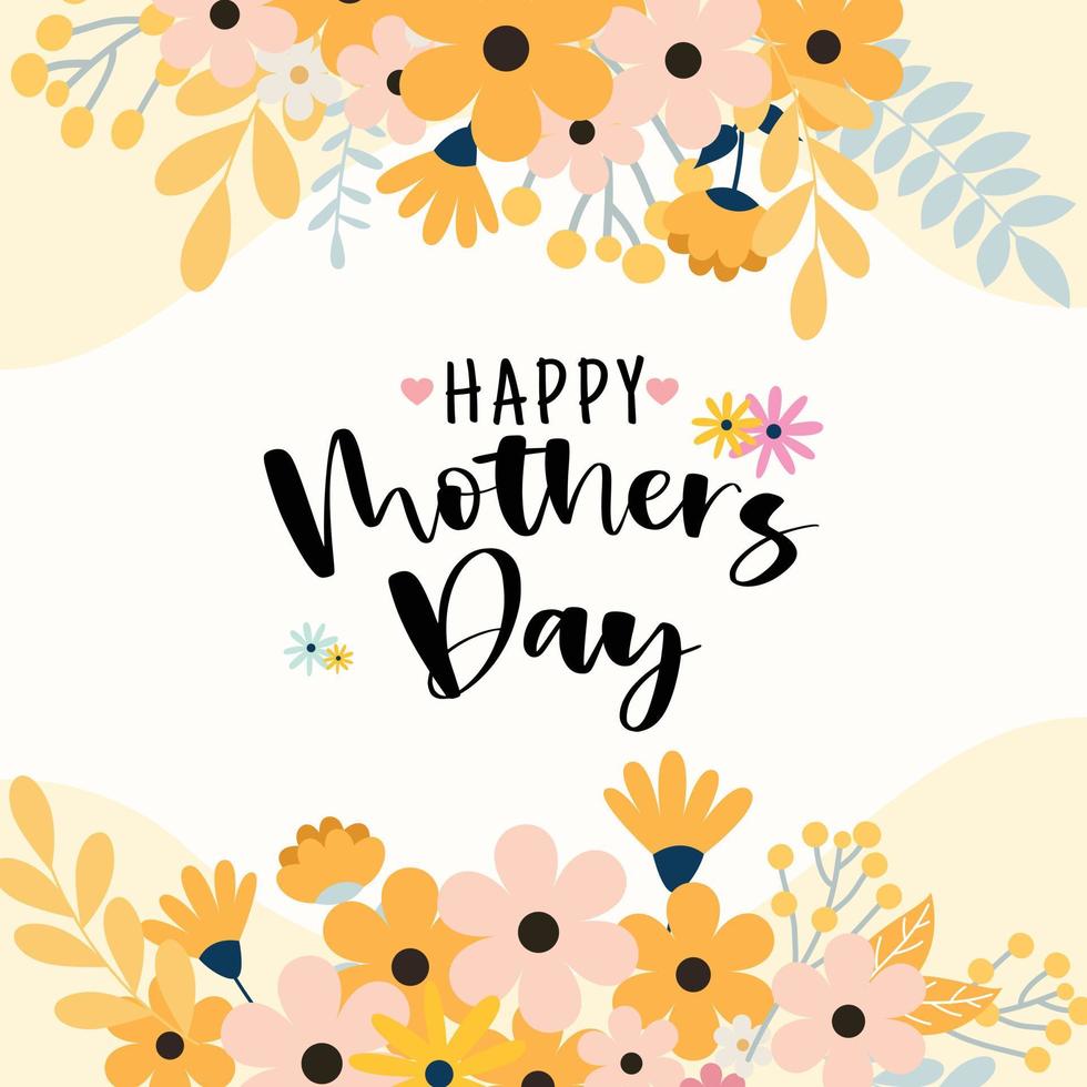 Floral Happy Mother's Day Greeting card flat design vector