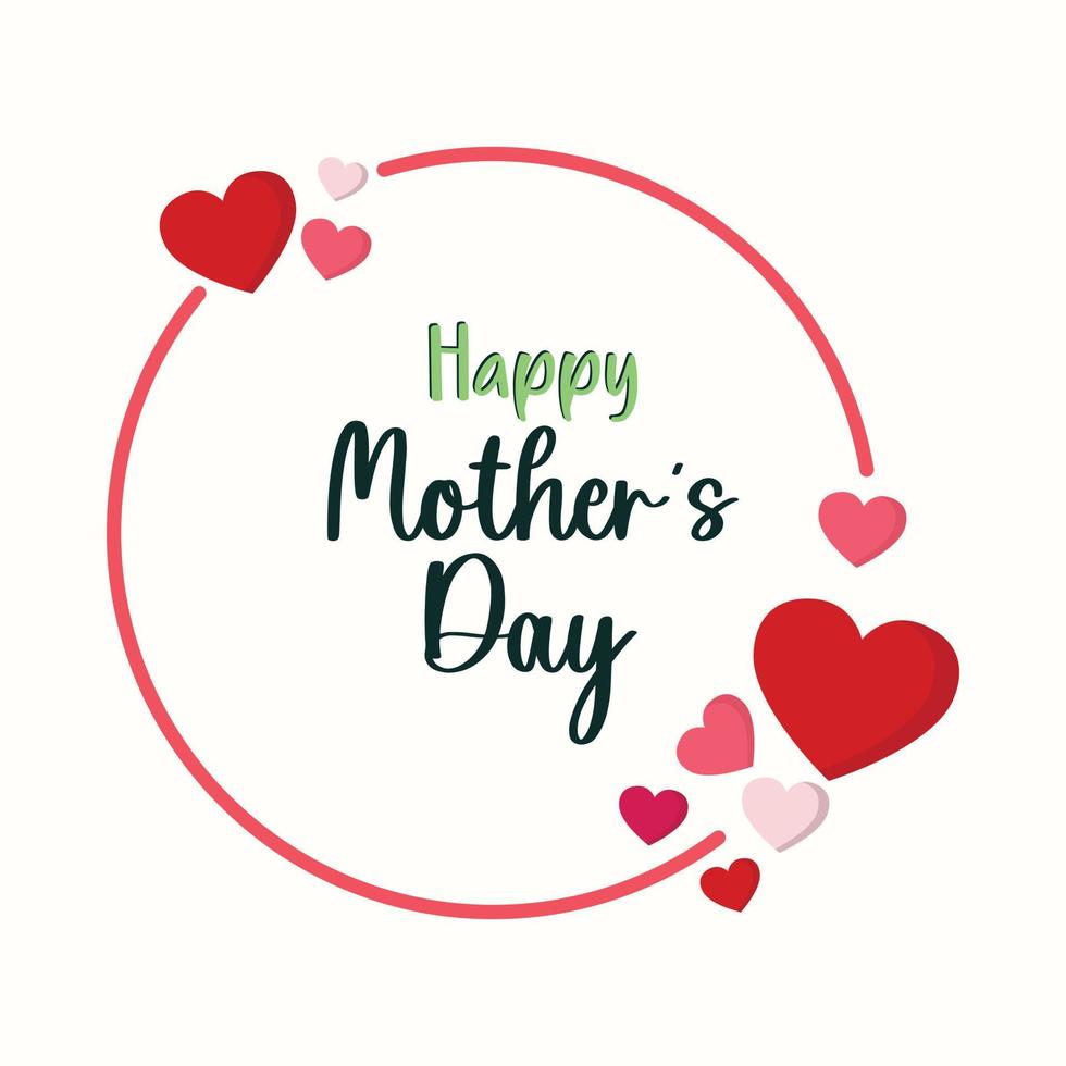 Simple Happy Mother's day with a red heart background vector