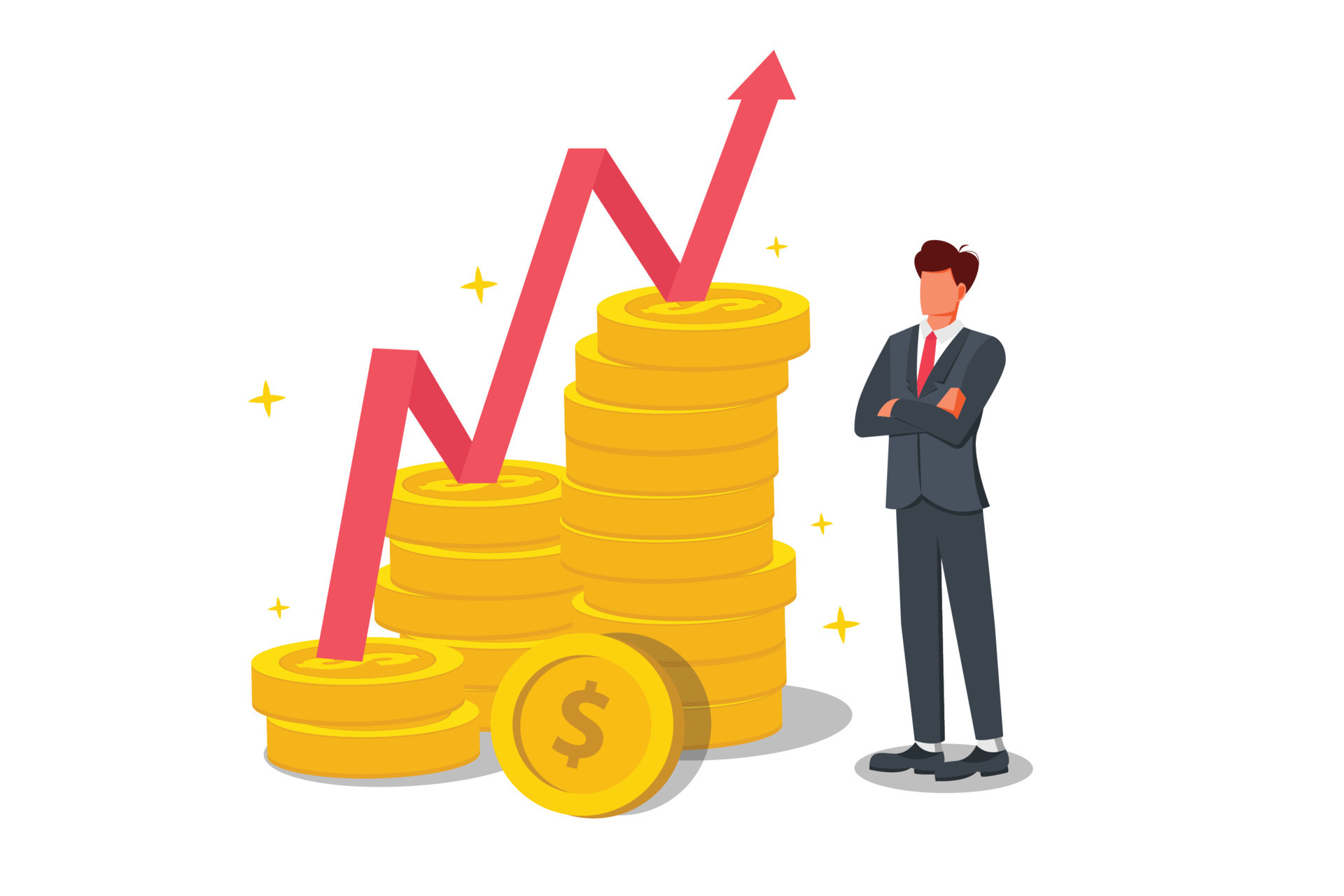 Businessman raise the budget, the concept of increasing finance, new