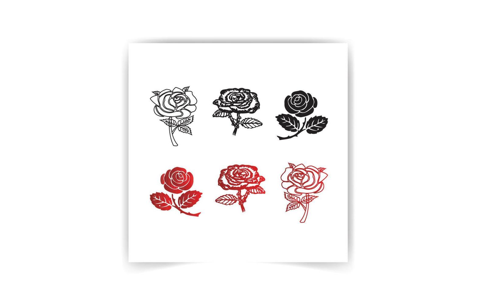 Set of three vector black silhouettes of rose flowers isolated on a white background.