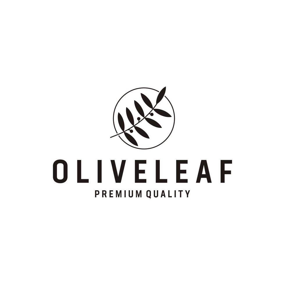 vector de diseño de logotipo de línea oscura de inspiración de hoja de olivo